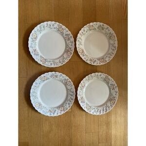 Set of 4 Arcopal Champetre Floral Scalloped Dinner Plates France 10 3/4"